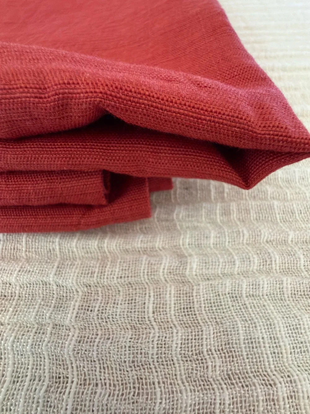 🍁🍽️ Threshold Terracotta Red Large rectangle Tablecloth 51” x 70” Like New ✨🌿